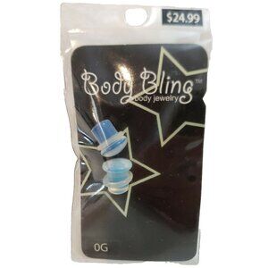 Ear Piercing Plugs 0G Gauge Opal Single Flare Acrylic Hypoallergenic Silver Moon